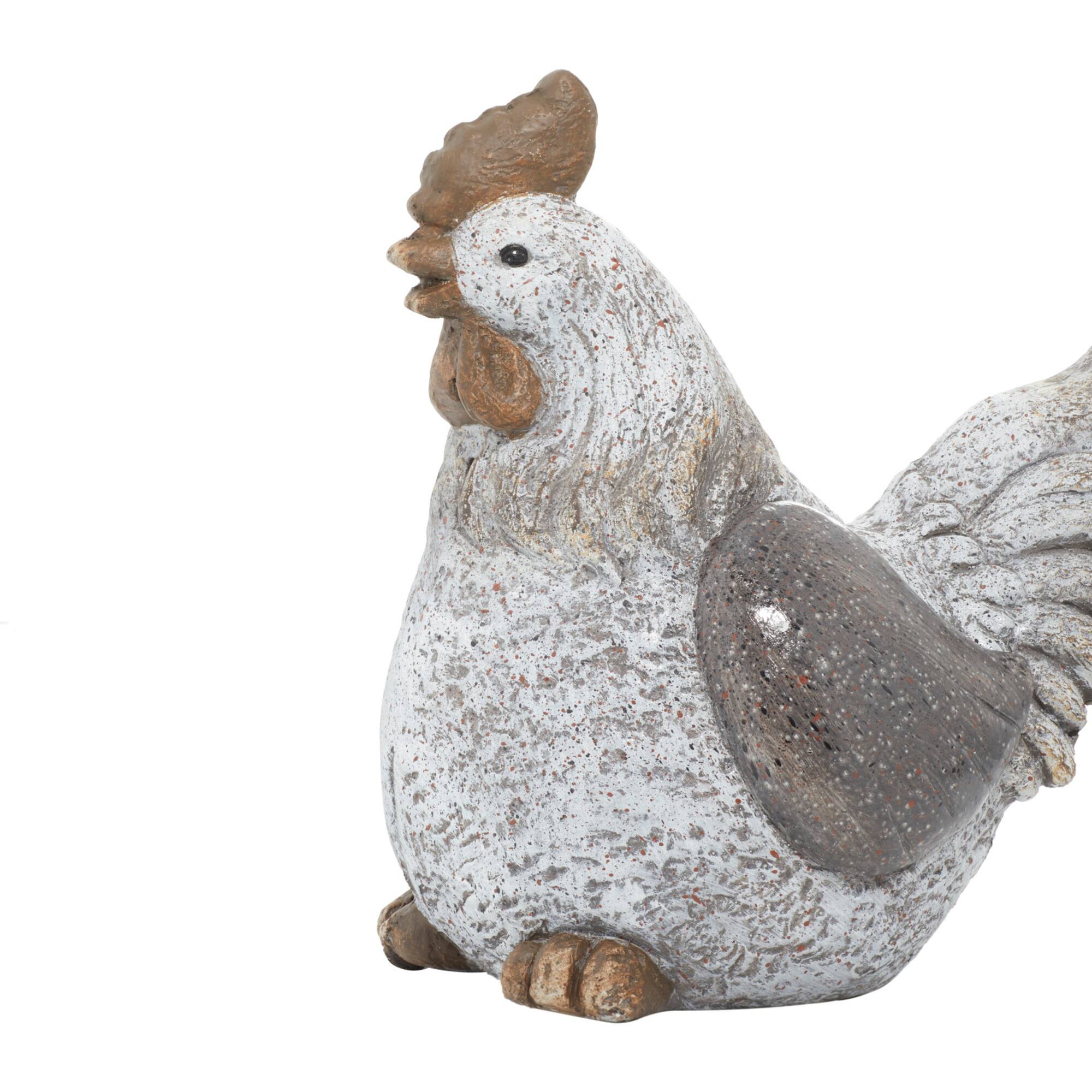 16" Gray Stone Country Hen Garden Sculpture
